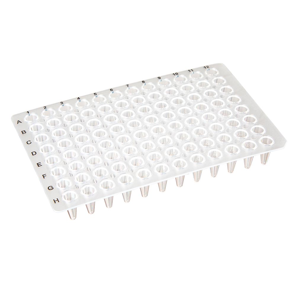 Globe Scientific 0.1mL 96-Well PCR Plate, Low-Profile, No Skirt, Clear 